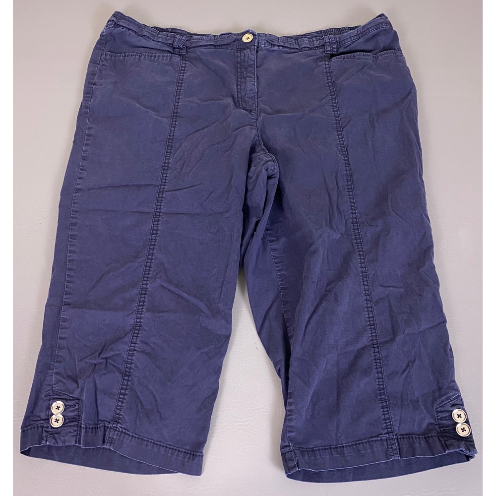 JM Collection Capri Pants Plus Size 18W Women's Navy Blue Cotton Stretch Cropped